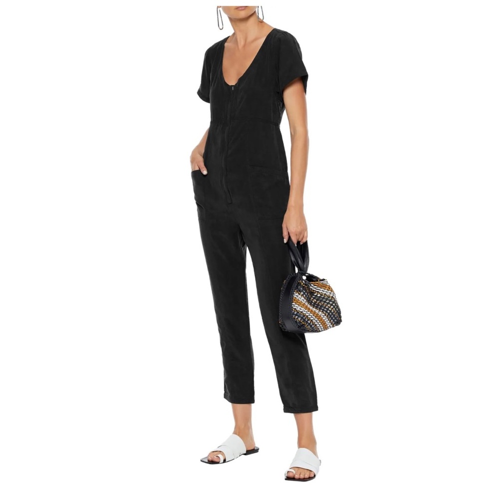 J Brand Margerie Cropped Black Jumpsuit L